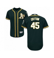 Men's Oakland Athletics #45 Jharel Cotton Green Alternate Flex Base Authentic Collection Baseball Player Jersey