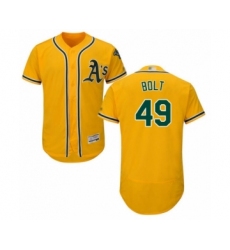 Men's Oakland Athletics #49 Skye Bolt Gold Alternate Flex Base Authentic Collection Baseball Player Jersey