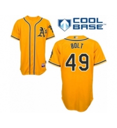 Youth Oakland Athletics #49 Skye Bolt Authentic Gold Alternate 2 Cool Base Baseball Player Jersey