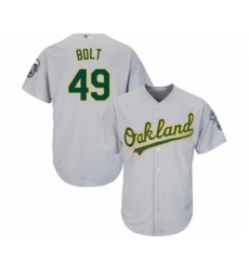 Youth Oakland Athletics #49 Skye Bolt Authentic Grey Road Cool Base Baseball Player Jersey