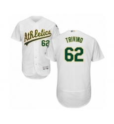 Men's Oakland Athletics #62 Lou Trivino White Home Flex Base Authentic Collection Baseball Player Jersey