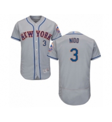 Men's New York Mets #3 Tomas Nido Grey Road Flex Base Authentic Collection Baseball Player Jersey