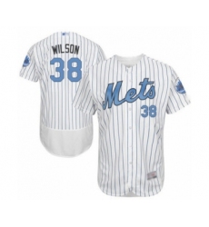 Men's New York Mets #38 Justin Wilson Authentic White 2016 Father's Day Fashion Flex Base Baseball Player Jersey