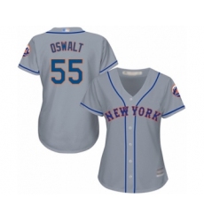 Women's New York Mets #55 Corey Oswalt Authentic Grey Road Cool Base Baseball Player Jersey