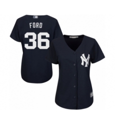 Women's New York Yankees #36 Mike Ford Authentic Navy Blue Alternate Baseball Player Jersey