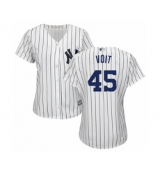 Women's New York Yankees #45 Luke Voit Authentic White Home Baseball Player Jersey