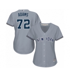 Women's New York Yankees #72 Chance Adams Authentic Grey Road Baseball Player Jersey