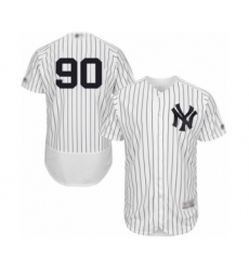 Men's New York Yankees #90 Thairo Estrada White Home Flex Base Authentic Collection Baseball Player Jersey
