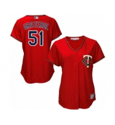 Women's Minnesota Twins #51 Brusdar Graterol Authentic Scarlet Alternate Cool Base Baseball Player Jersey