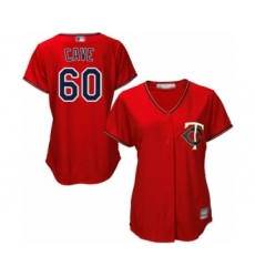 Women's Minnesota Twins #60 Jake Cave Authentic Scarlet Alternate Cool Base Baseball Player Jersey