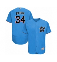 Men's Miami Marlins #34 Magneuris Sierra Blue Alternate Flex Base Authentic Collection Baseball Player Jersey