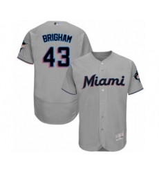Men's Miami Marlins #43 Jeff Brigham Grey Road Flex Base Authentic Collection Baseball Player Jersey