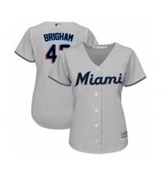 Women's Miami Marlins #43 Jeff Brigham Authentic Grey Road Cool Base Baseball Player Jersey