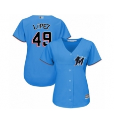 Women's Miami Marlins #49 Pablo Lopez Authentic Blue Alternate 1 Cool Base Baseball Player Jersey