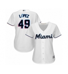 Women's Miami Marlins #49 Pablo Lopez Authentic White Home Cool Base Baseball Player Jersey