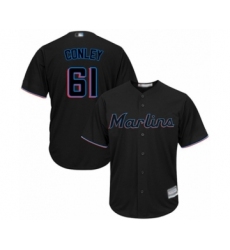 Youth Miami Marlins #61 Adam Conley Authentic Black Alternate 2 Cool Base Baseball Player Jersey