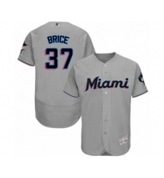 Men's Miami Marlins #37 Austin Brice Grey Road Flex Base Authentic Collection Baseball Player Jersey