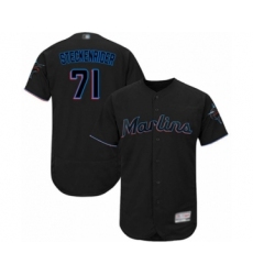 Men's Miami Marlins #71 Drew Steckenrider Black Alternate Flex Base Authentic Collection Baseball Player Jersey