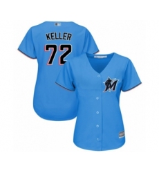 Women's Miami Marlins #72 Kyle Keller Authentic Blue Alternate 1 Cool Base Baseball Player Jersey