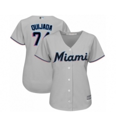 Women's Miami Marlins #74 Jose Quijada Authentic Grey Road Cool Base Baseball Player Jersey