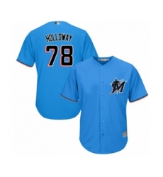 Youth Miami Marlins #78 Jordan Holloway Authentic Blue Alternate 1 Cool Base Baseball Player Jersey