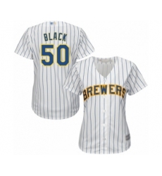 Women's Milwaukee Brewers #50 Ray Black Authentic White Alternate Cool Base Baseball Player Jersey