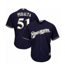Youth Milwaukee Brewers #51 Freddy Peralta Authentic Navy Blue Alternate Cool Base Baseball Player Jersey
