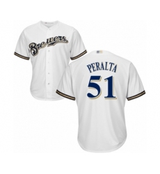Youth Milwaukee Brewers #51 Freddy Peralta Authentic White Home Cool Base Baseball Player Jersey