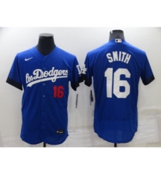 Men's Los Angeles Dodgers #16 Will Smith 2021 Royal City Connect Flex Base Stitched Baseball Jersey