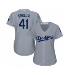 Women's Los Angeles Dodgers #41 Kyle Garlick Authentic Grey Road Cool Base Baseball Player Jersey