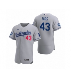 Men's Los Angeles Dodgers #43 Edwin Rios Gray 2020 World Series Champions Authentic Jerseys