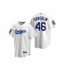 Men's Los Angeles Dodgers #46 Tony Gonsolin White 2020 World Series Replica Jersey