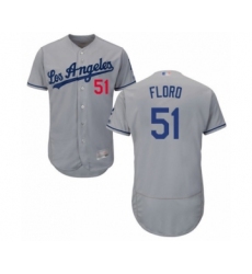 Men's Los Angeles Dodgers #51 Dylan Floro Grey Road Flex Base Authentic Collection Baseball Player Jersey