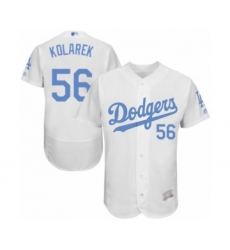 Men's Los Angeles Dodgers #56 Adam Kolarek Authentic White 2016 Father's Day Fashion Flex Base Baseball Player Jersey