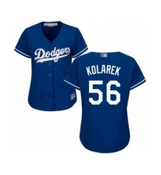 Women's Los Angeles Dodgers #56 Adam Kolarek Authentic Royal Blue Alternate Cool Base Baseball Player Jersey