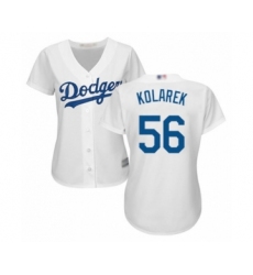 Women's Los Angeles Dodgers #56 Adam Kolarek Authentic White Home Cool Base Baseball Player Jersey