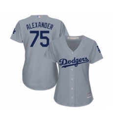 Women's Los Angeles Dodgers #75 Scott Alexander Authentic Grey Road Cool Base Baseball Player Jersey