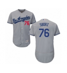 Men's Los Angeles Dodgers #76 Josh Sborz Grey Road Flex Base Authentic Collection Baseball Player Jersey