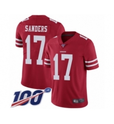 Men's San Francisco 49ers #17 Emmanuel Sanders Red Team Color Vapor Untouchable Limited Player 100th Season Football Jersey