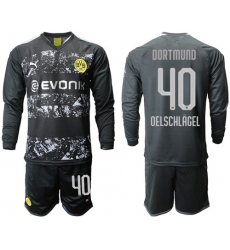 Dortmund #40 Oelschlagel Away Long Sleeves Soccer Club Jersey