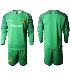 Dortmund Blank Green Goalkeeper Long Sleeves Soccer Club Jersey