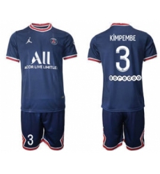 Men's Paris Saint-Germain #3 Kimpembe 2021-22 Blue Soccer Jersey