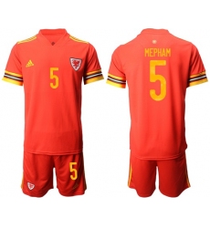 Wales #5 Mepham Red Home Soccer Club Jersey
