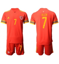 Wales #7 Allen Red Home Soccer Club Jersey