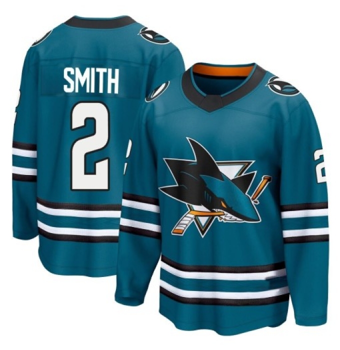 Men's San Jose Sharks #2 Will Smith Breakaway Teal Home 2nd Jersey