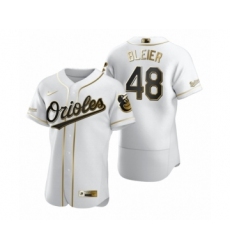 Men's Baltimore Orioles #48 Richard Bleier Nike White Authentic Golden Edition Jersey