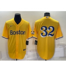 Men's Boston Red Sox #32 Matt Barnes Gold No Name 2021 City Connect Stitched MLB Cool Base Nike Jersey