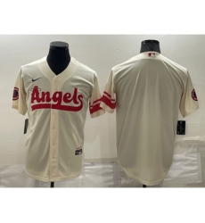 Men's Los Angeles Angels Blank Cream 2022 City Connect Cool Base Stitched Jersey