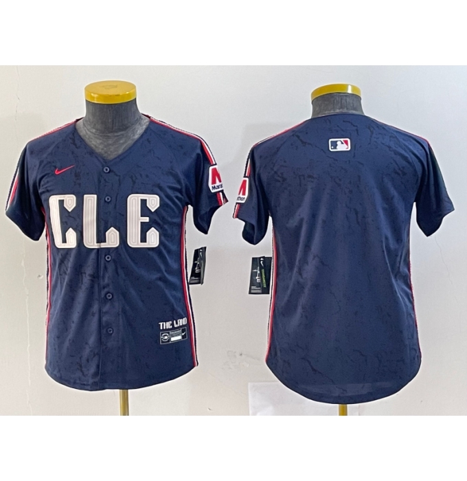 Youth Cleveland Guardians Blank Navy 2024 City Connect Limited Stitched Jersey