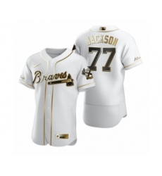 Men's Atlanta Braves #77 Luke Jackson Nike White Authentic Golden Edition Jersey